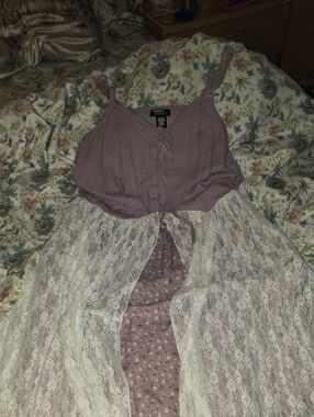 thor Dusty Mauve Lace-Trim Camisole Dress
